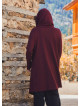Hooded Collar Thumb Hole Detailed Maroon Cardigan